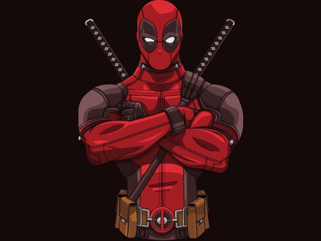 Супергерой Дэдпул на черном фоне