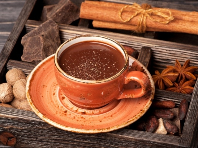 Чашка горячего шоколада со специями 