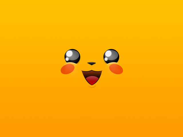 Лицо покемона Пикачу на желтом фоне