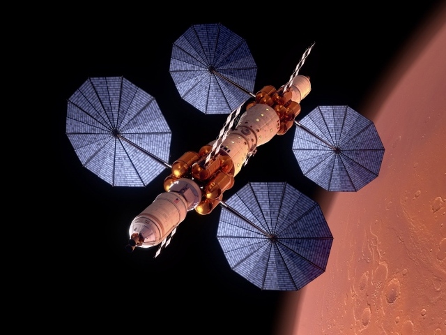 Космическая станция рядом с планетой Марс