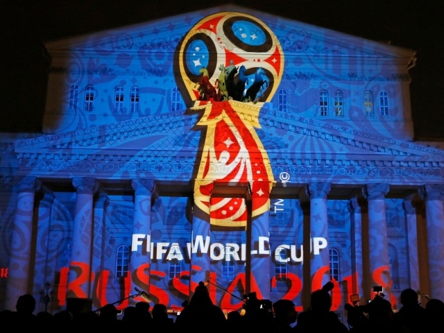 Проекция на здании, чемпионат мира по футболу 2018 в России