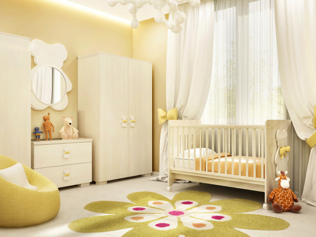 Красивая детская комната в пастельных тонах 