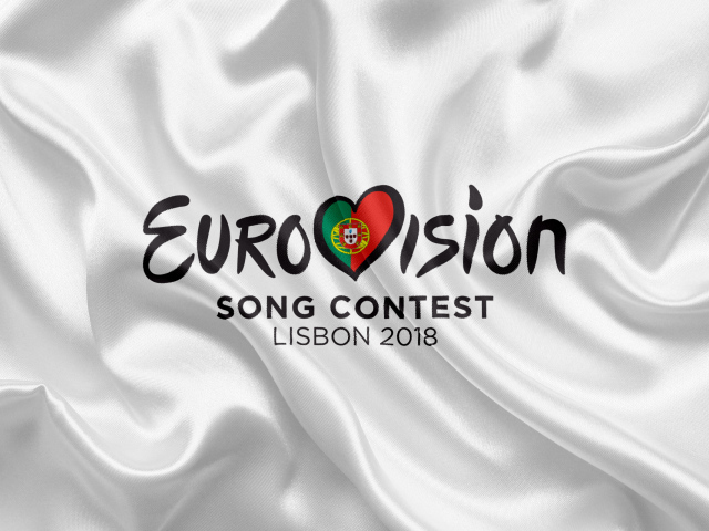 Логотип песенного конкурса Евровидение 2018 в Португалии на белом фоне