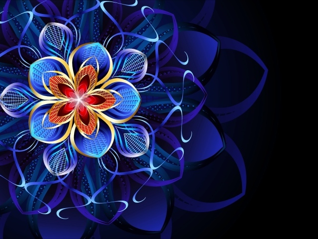 Красивый абстрактный неоновый рисунок на черном фоне