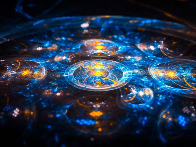 Красивый голубой с желтым фрактальный рисунок