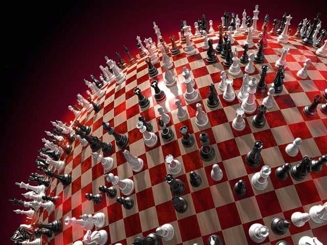 Шахматы на круглой шахматной доске, 3д графика