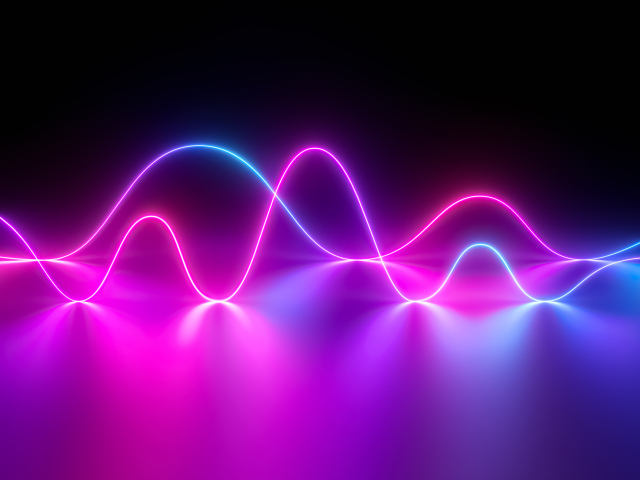 Неоновые волны на сиреневом фоне
