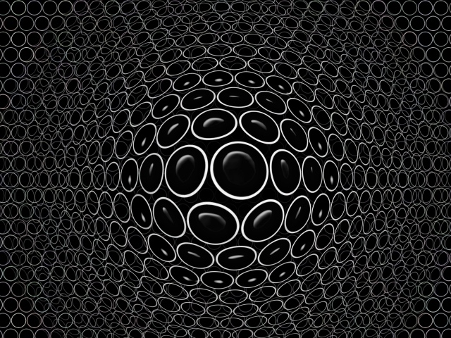 Белые круги на черном фоне 3д графика