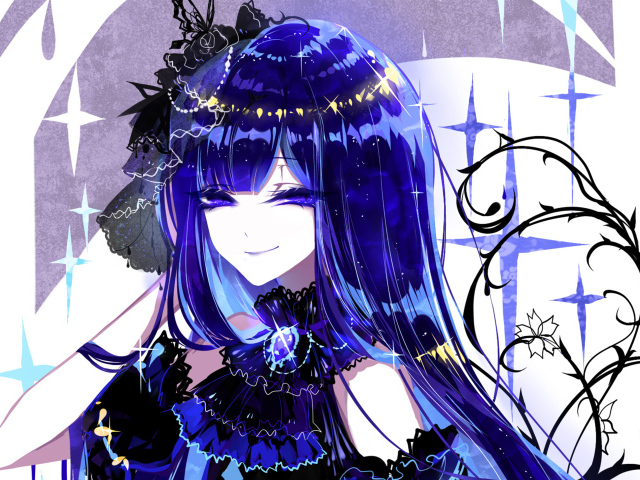 Девушка аниме с неоновыми волосами 