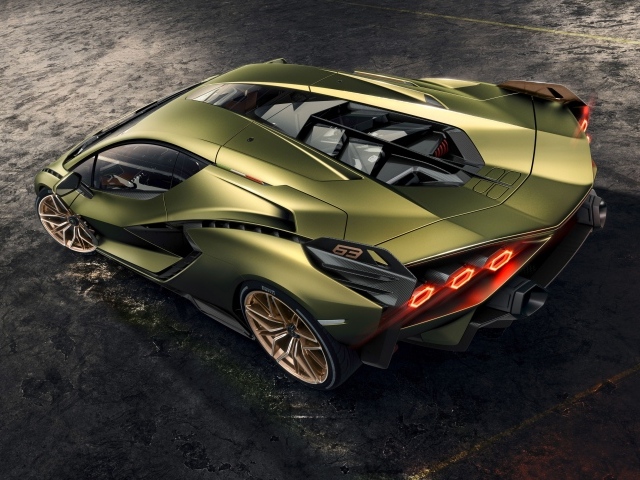 Автомобиль Lamborghini Sian 2019 года вид сзади