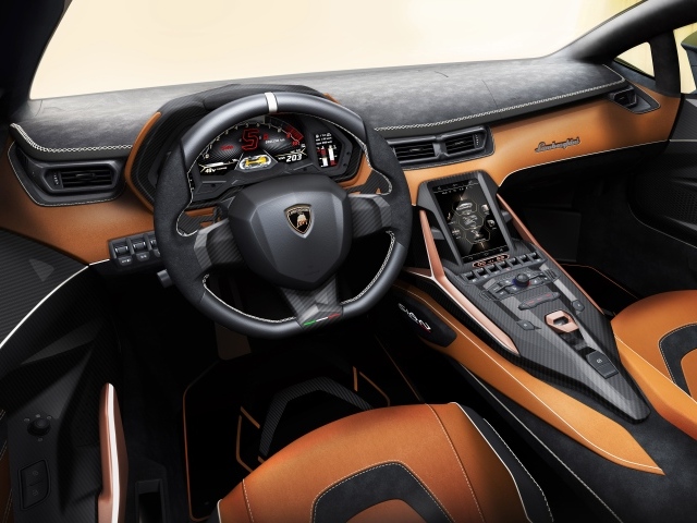 Стильный кожаный салон автомобиля Lamborghini Sian 2019 года