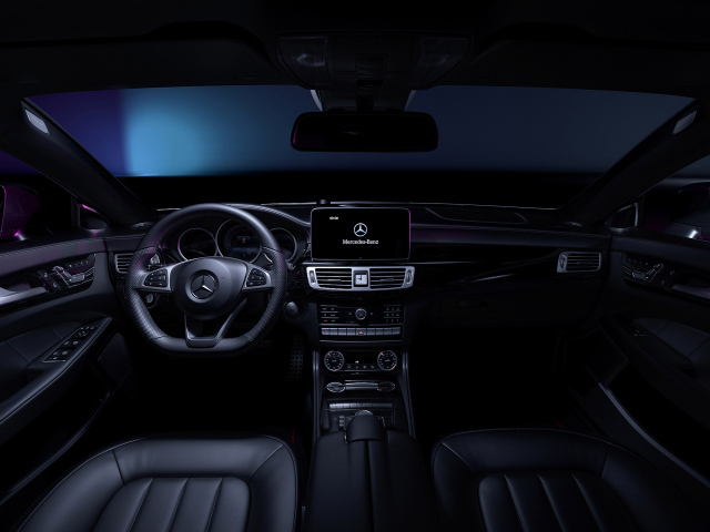 Черный кожаный салон автомобиля Mercedes-Benz CLS 