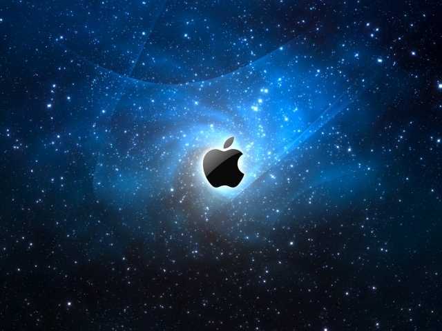 Значок Apple на фоне звездной галактики 