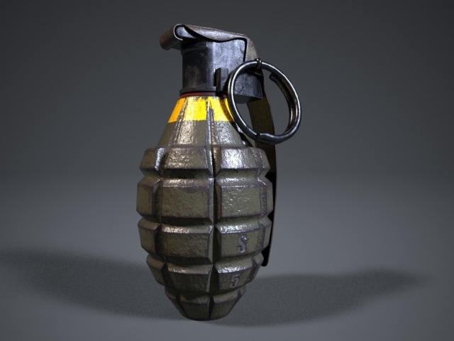 Боевая граната на сером фоне 