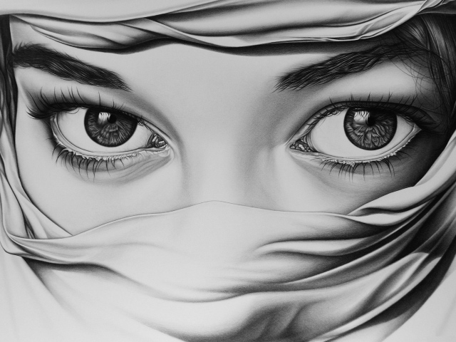 Нарисованные глаза девушки 