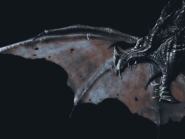 Черный железный фантастический дракон