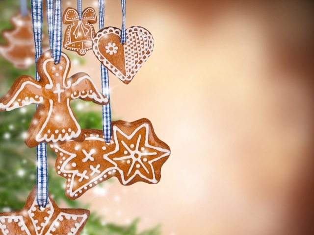 Праздничное печенье на веревках на Рождество 
