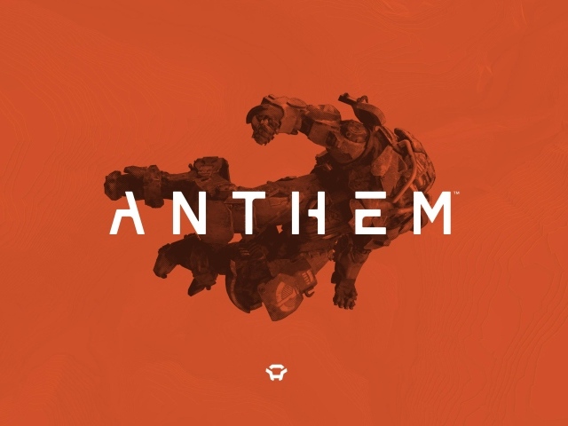 Логотип компьютерной игры Anthem, 2019 на оранжевом фоне
