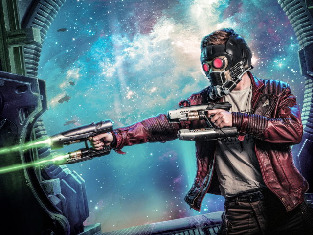 Персонаж Звездный лорд с лазерным оружием