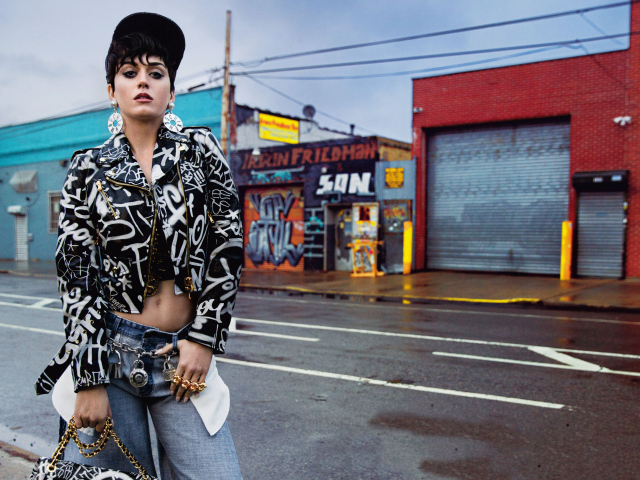 Певица Кэти Перри у дороги 