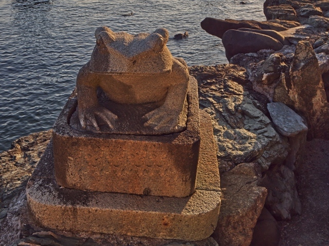 Каменная жаба на морском берегу