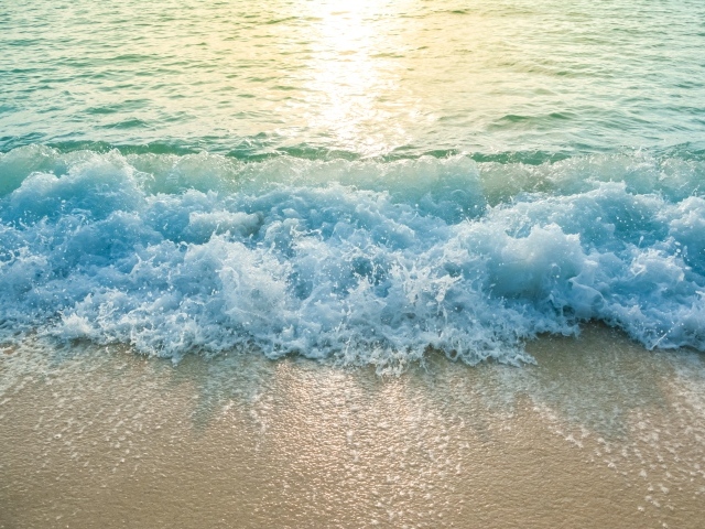 Голубая волна на желтом морском песке