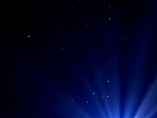 Яркая вспышка с лучами в синем небе со звездами