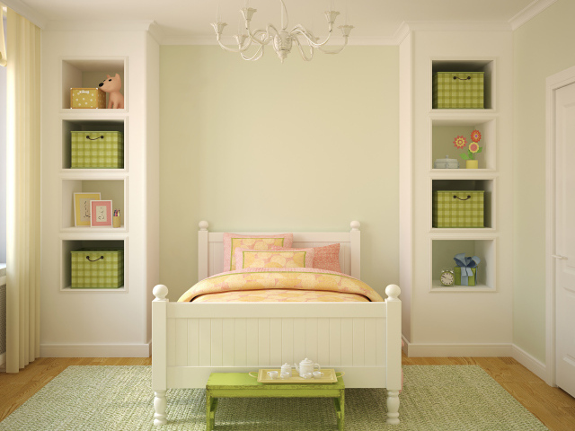 Детская комната с кроватью и шкафом