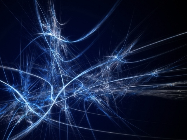 Разные неоновые абстрактные линии на синем фоне