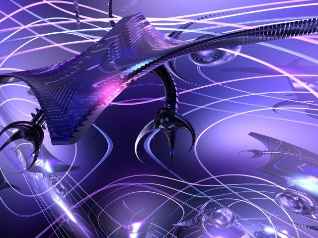 Футуристический 3д рисунок с неоновым светом