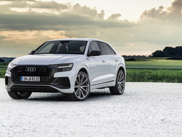 Автомобиль Audi Q8 60 TFSI E Quattro S Line 2020 года на фоне неба