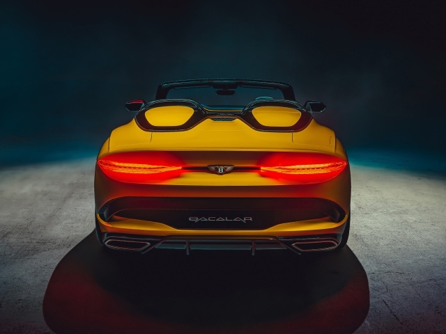 Желтый автомобиль Bentley Mulliner Bacalar 2020 года вид сзади