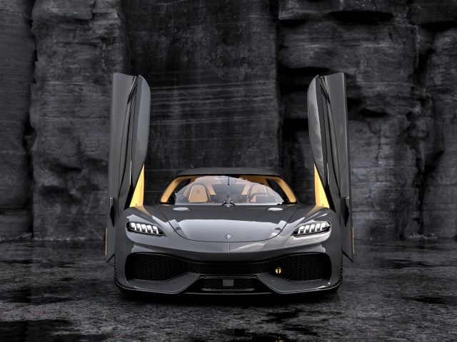 Спортивный автомобиль Koenigsegg Gemera 2020 года с открытыми дверями
