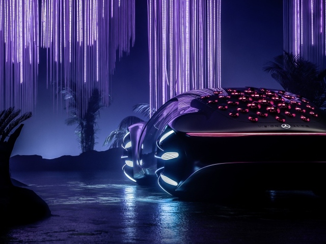 Неоновый автомобиль Mercedes-Benz VISION AVTR 2020 года