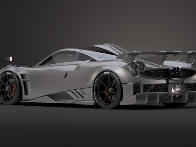 Серебристый автомобиль Pagani Imola 2020 года вид сзади