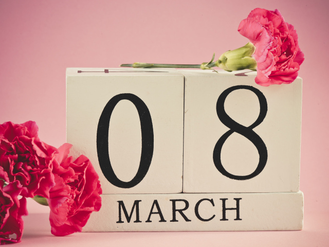 Розовые гвоздики в подарок на 8 марта