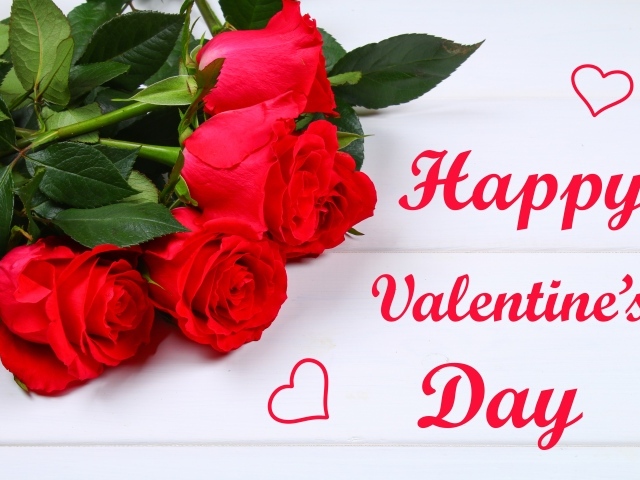 Открытка с красными розами на День влюбленных 14 февраля