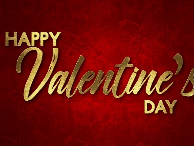 Надпись на английском С Днем Святого Валентина на красном фоне