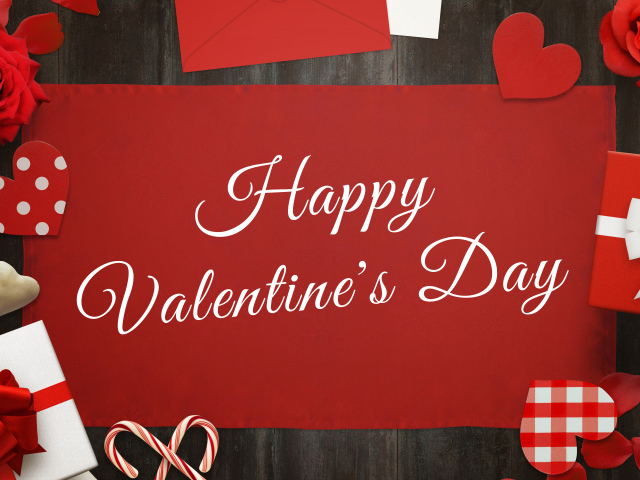 Открытка с подарками на день Святого Валентина