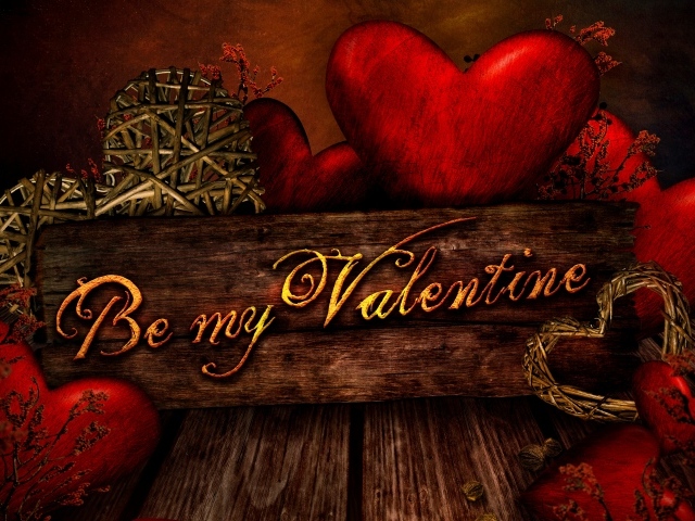 Надпись на доске с сердечками на День Святого Валентина