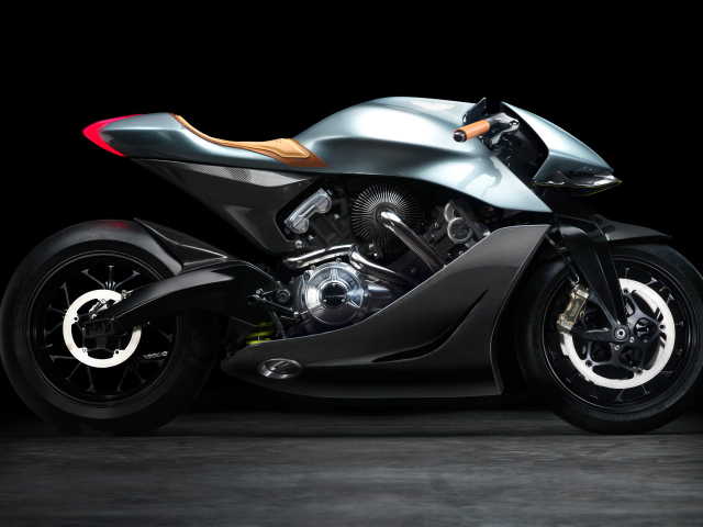 Серебристый байк Aston Martin Brough Superior AMB-001 EICMA 2019 года 