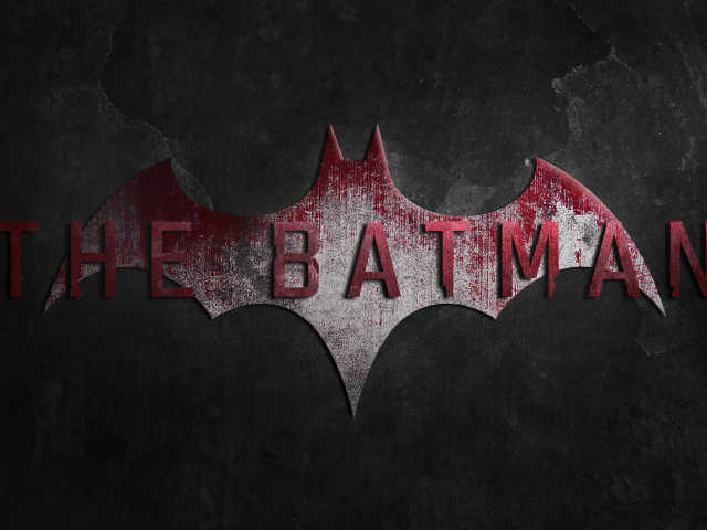 Надпись нового фильма Бэтмен на сером фоне