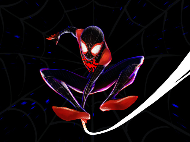 Супергерой Человек паук на фоне паутины