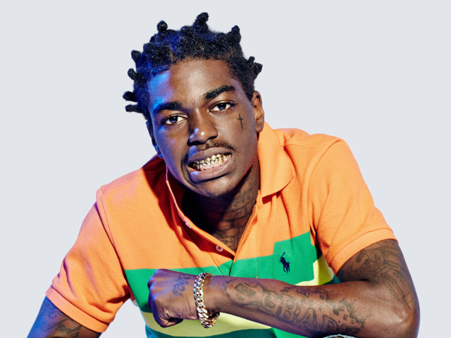 Хип-хоп исполнитель Kodak Black на сером фоне