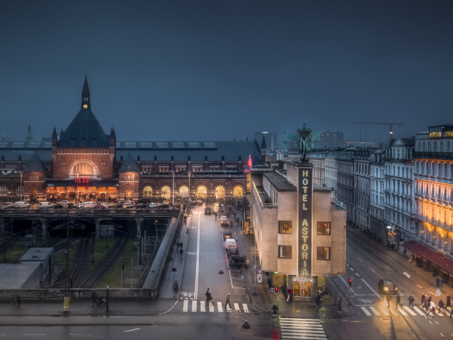 Вид на ночной Копенгаген, Дания