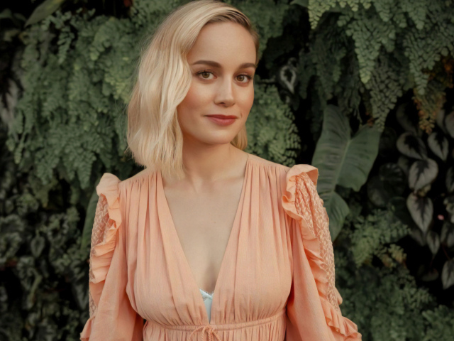 Актриса Бри Ларсон в  красивом розовом платье