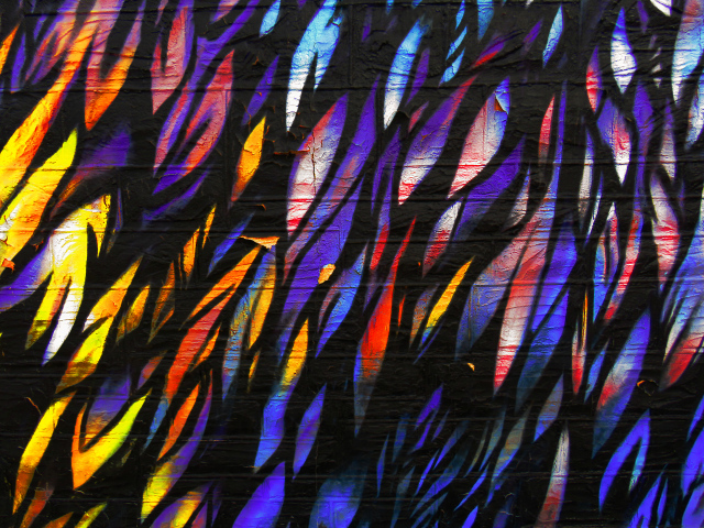 Рисунок перья на стене крупным планом