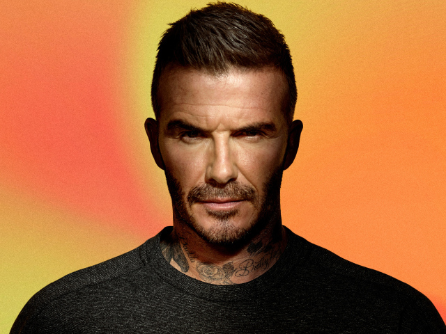 Футболист Дэвид Бекхэм крупным планом