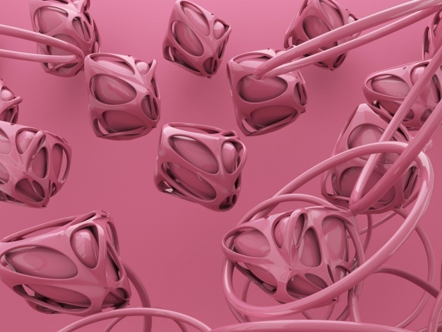 Абстрактные розовые квадраты с кольцами 