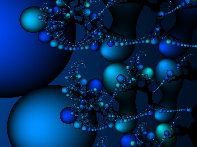 Шары разного размера в фрактальном рисунке